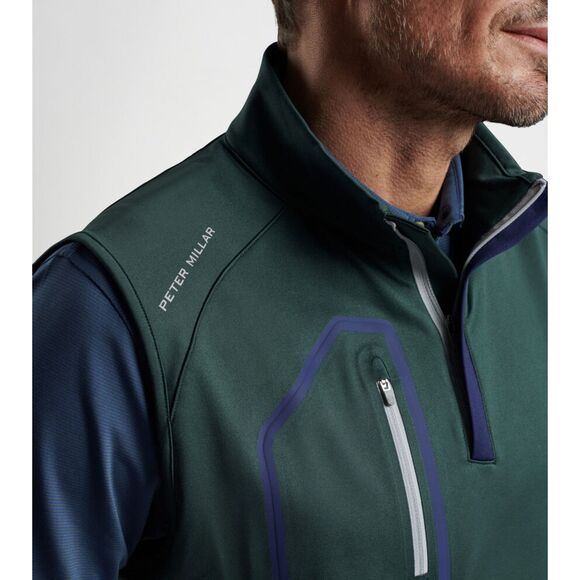 Peter Millar Balsam Green Forge Performance Quarter-Zip Vest Golf Green Blue - Picture 3 of 6